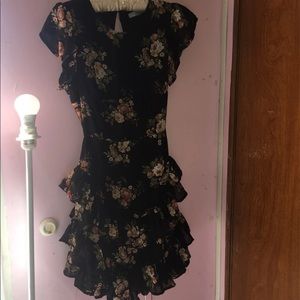 Floral open back ruffle dress